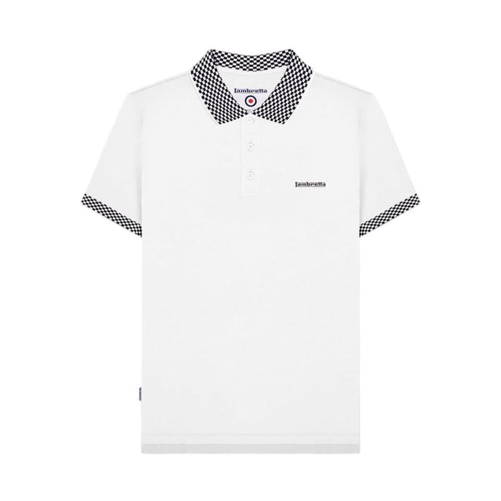 Lambretta Mens Two Tone Button Polo Shirt / White